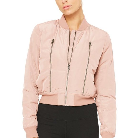 Alo Yoga OFF-DUTY BOMBER JACKET - Pink - Picture 3 of 7